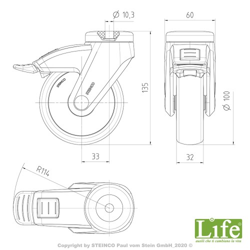 Set 4 ruote esterne per Letto Discreet