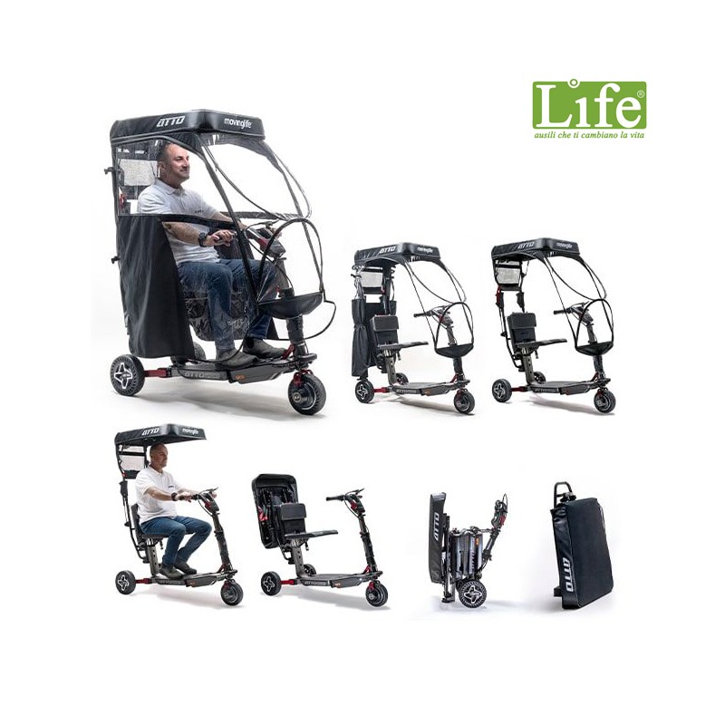Tettuccio parasole e antipioggia pieghevole ATTO: scooter elettrico pieghevole  per anziani e disabili
