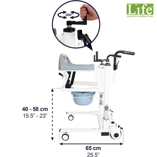Sedia di trasferimento toilette per anziani con ruote SollevoLife