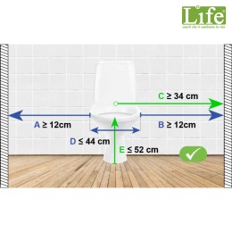 dimensioni Sollevatore WC elettrico per anziani con coperchio e bracciolo MiSolleva basic