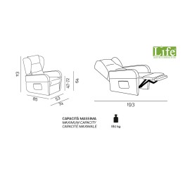 Poltrona relax regolabile manualmente Kyra