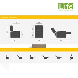 Poltrona relax motorizzata k59 con sistema Lift/Relax/Comfort e Roller System per la movimentazione su ruote