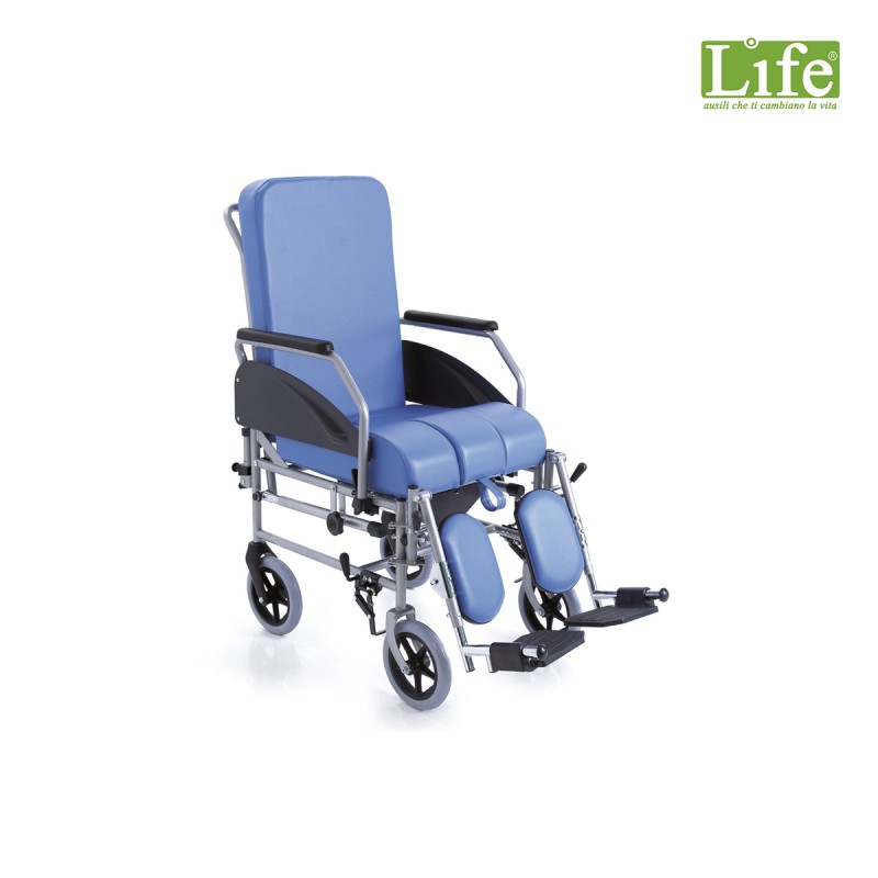 Carrozzina per disabili imbottita Comoda LIFE 303 completa di pogiatesta