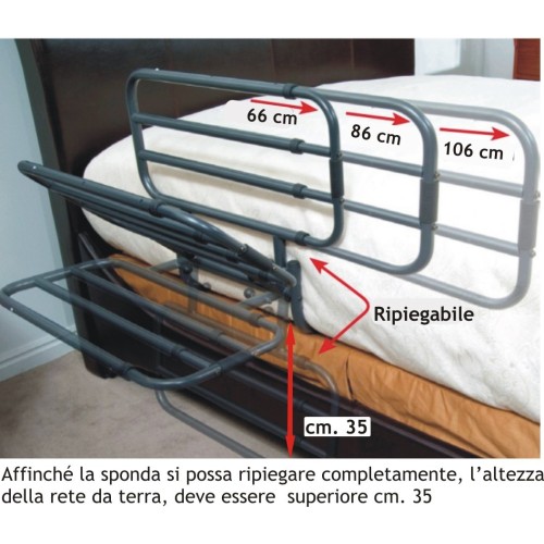 Sponda letto anticaduta, estensibile universale
